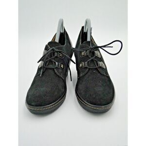 Sofft Camilla Black Suede Leather Lace Up Wedge Women's Size 9M